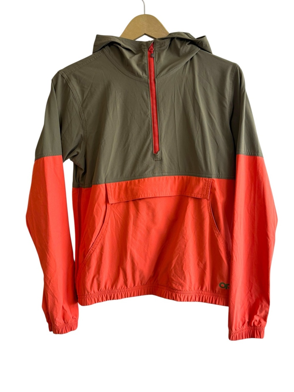 Outdoor Research XS Green Orange Colorblock‎ Ferrosi Anorak Pullover Windbreaker